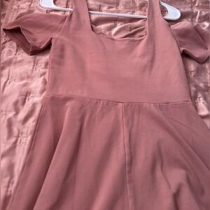 Monteau Pink A-line Mini Dress Sleeveless Square Neck